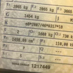 Dane techniczne pojazdu: dopuszczalna masa całkowita 3665 kg, masa własna 1454 kg, moc 110 kW.