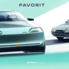 Nowoczesna wizja Škoda Favorit obok klasycznego modelu. Futurystyczny design spotyka legendę.
