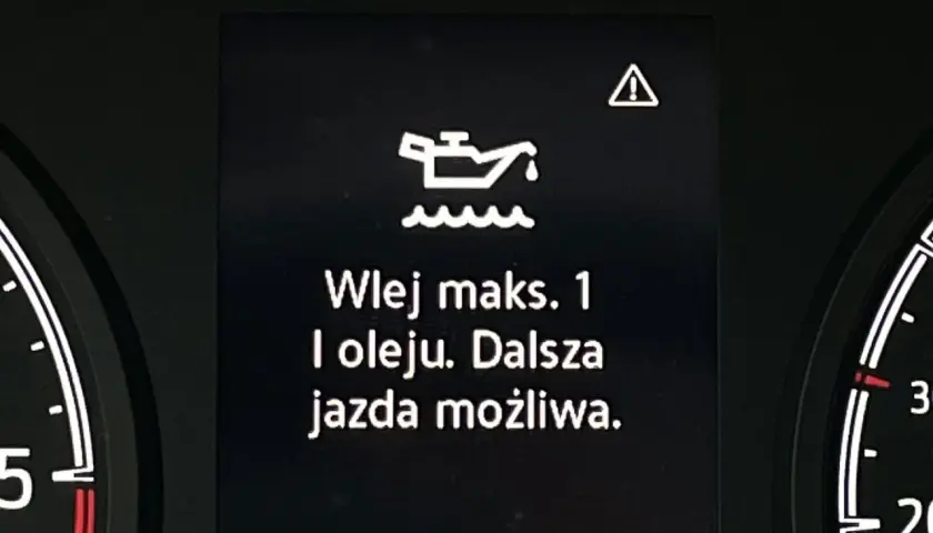 Kontrolka oleju z falą informuje: "Wlej maks. 1 l oleju. Dalsza jazda możliwa.