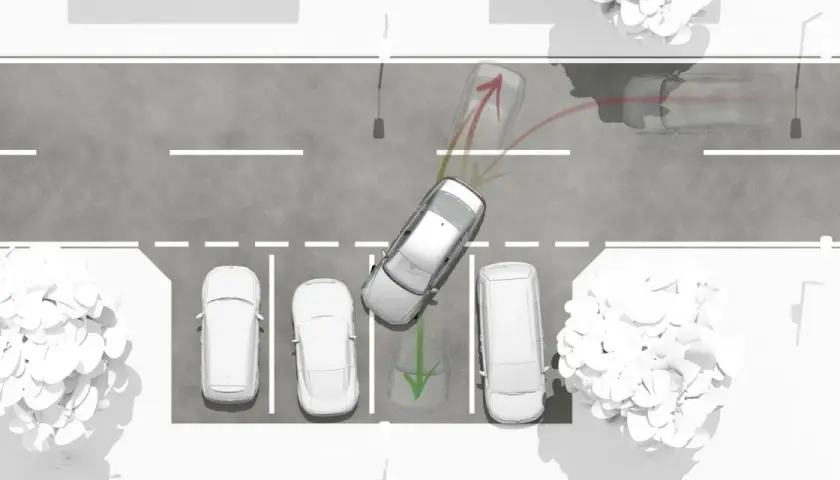 System **front assist** pomaga zaparkować auto, wskazując bezpieczną przestrzeń i ostrzegając przed kolizją.