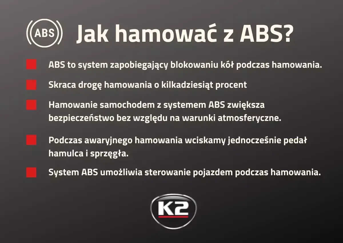 Co to ABS? System zapobiega blokowaniu kół, skraca drogę hamowania i zwiększa bezpieczeństwo. Hamuj z głową!