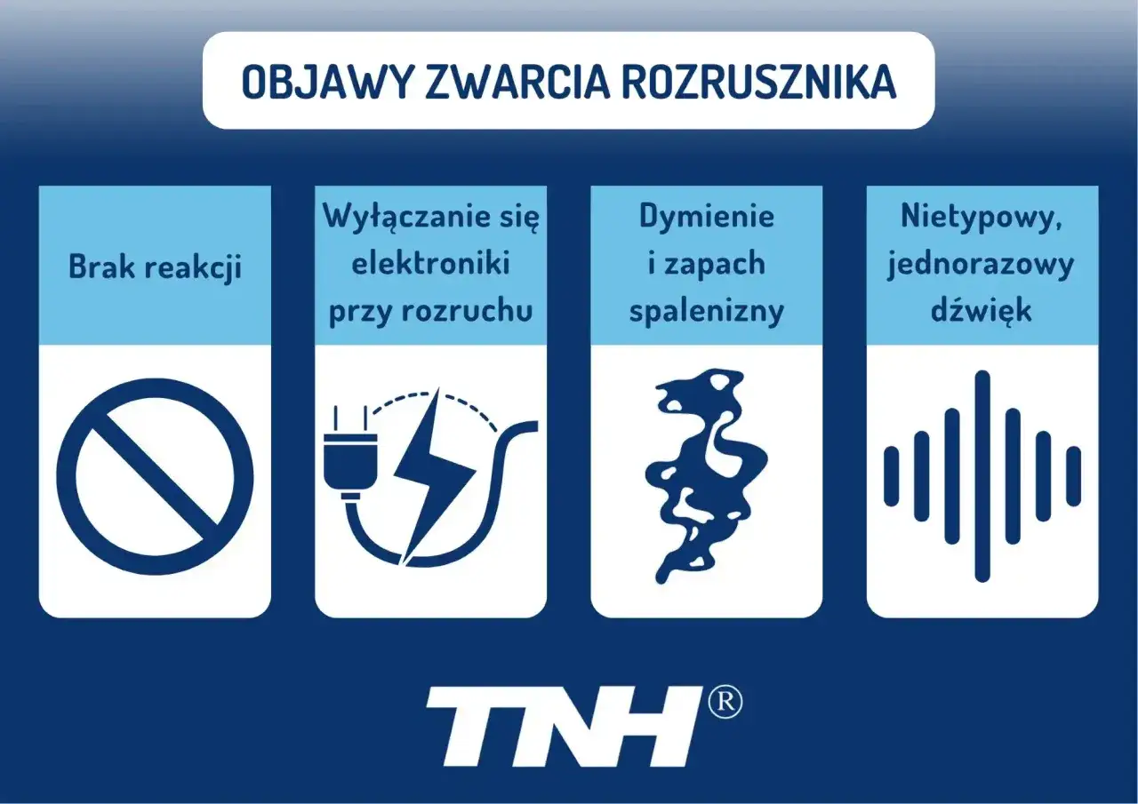 Objawy zwarcia rozrusznika w aucie: brak reakcji, wyłączanie elektroniki, dymienie, zapach spalenizny, nietypowy dźwięk.